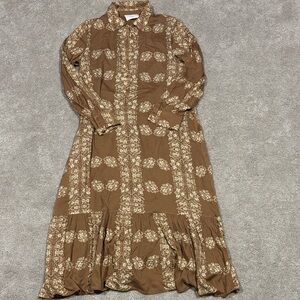 Tuckernuck hyacinth house brown Floral Long Sleeve Dress